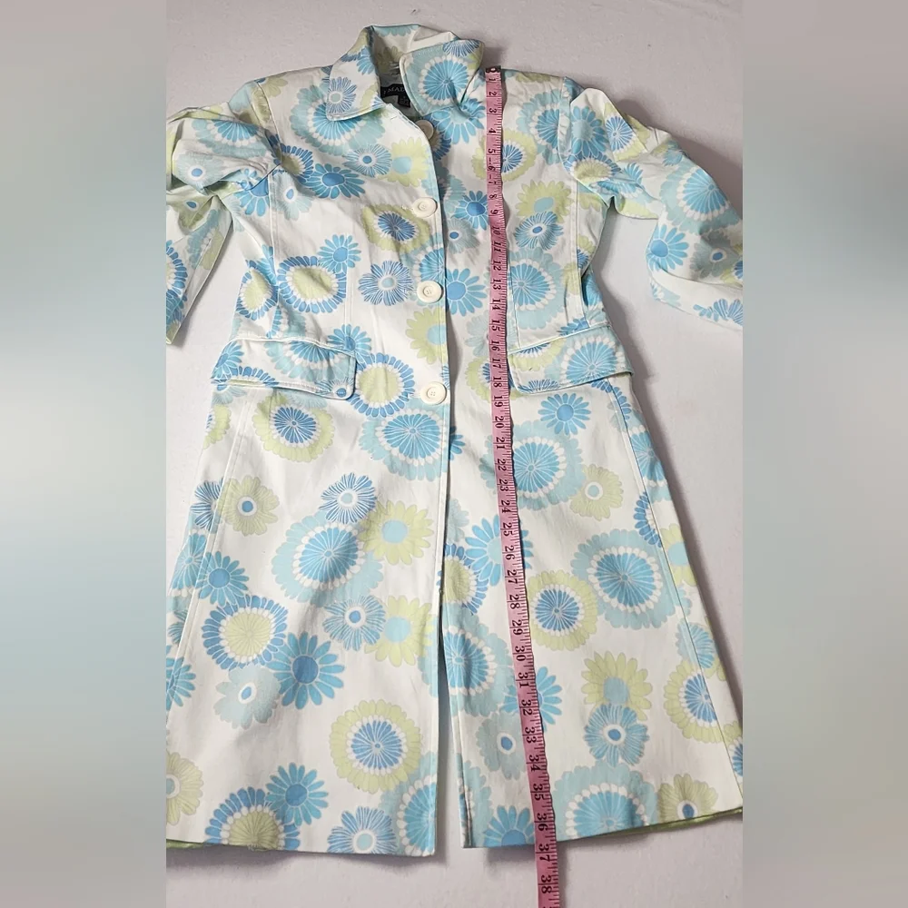 1 Madison Blue Green Floral Trench Coat